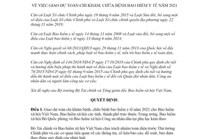 Quyết định 501/QĐ-TTg 2021 giao dự toán chi khám chữa bệnh bảo hiểm y tế