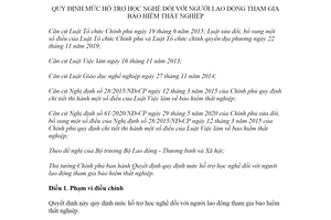 Quyết định 17/2021/QĐ-TTg mức hỗ trợ học nghề người lao động tham gia bảo hiểm thất nghiệp