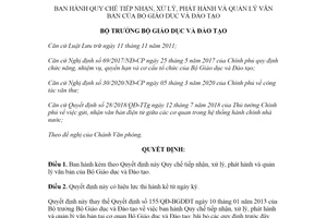 Quyết định 1044/QĐ-BGDĐT 2021 Quy chế xử lý phát hành và quản lý văn bản của Bộ Giáo dục