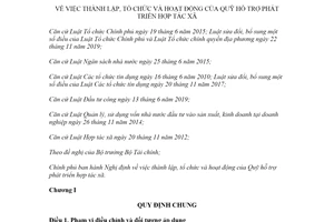 Nghị định 45/2021/NĐ-CP thành lập tổ chức hoạt động của Quỹ hỗ trợ phát triển hợp tác xã