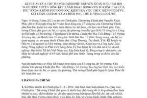 Thông báo 65/TB-VPCP 2021 kết luận Thủ tướng tổng kết 5 năm hoạt động của Tổ công tác Thủ tướng