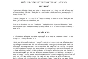 Nghị quyết 41/NQ-CP 2021 phiên họp Chính phủ thường kỳ tháng 3