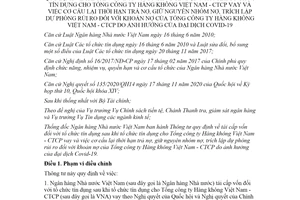 Thông tư 04/2021/TT-NHNN tái cấp vốn tổ chức tín dụng cho Tổng công ty Hàng không Việt Nam vay