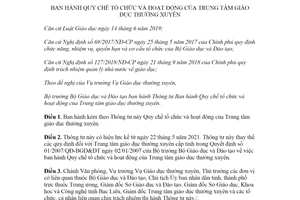 Thông tư 10/2021/TT-BGDĐT Quy chế tổ chức hoạt động Trung tâm giáo dục thường xuyên