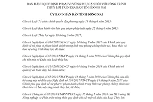 Quyết định 12/2021/QĐ-UBND phạm vi vùng phụ cận đối với công trình thủy lợi tỉnh Đồng Nai