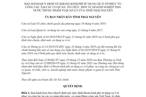 Quyết định 16/2021/QĐ-UBND kinh phí sử dụng xe ô tô phục vụ công tác tỉnh Thái Nguyên