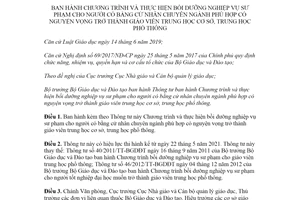 Thông tư 12/2021/TT-BGDĐT bồi dưỡng nghiệp vụ sư phạm người có nguyện vọng giáo viên trung học