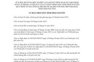 Quyết định 17/2021/QĐ-UBND sửa đổi Quyết định 06/2017/QĐ-UBND tỉnh Thái Nguyên