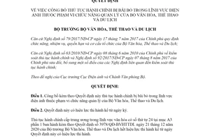 Quyết định 1258/QĐ-BVHTTDL 2021 công bố thủ tục hành chính lĩnh vực điện ảnh