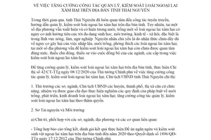 Chỉ thị 07/CT-UBND 2021 tăng cường công tác quản lý loài ngoại lai xâm hại tỉnh Thái Nguyên