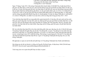 Công văn 2350/VPCP-KSTT 2021 Đề án thực hiện cơ chế một cửa trong giải quyết thủ tục hành chính