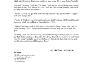 Công văn 2391/VPCP-TH 2021 Chương trình công tác Quý II và tháng 4