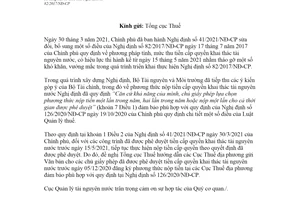 Công văn 1013/TNN-CSPC 2021 phương pháp tính mức thu tiền cấp quyền khai thác tài nguyên nước