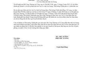 Công văn 401/TTg-CN 2021 quy hoạch vị trí dự án điện mặt trời An Cư tỉnh An Giang