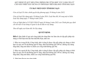 Quyết định 05/2021/QĐ-UBND quy mô công trình cấp giấy phép xây dựng có thời hạn tỉnh Bắc Kạn