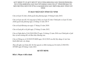 Quyết định 08/2021/QĐ-UBND quy đổi khoáng sản làm căn cứ tính phí bảo vệ môi trường Tây Ninh