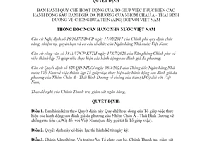 Quyết định 624/QĐ-NHNN 2021 Quy chế hoạt động Tổ giúp việc chống rửa tiền đối với Việt Nam