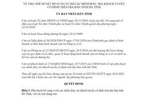 Quyết định 1708/QĐ-UBND 2021 phê duyệt bổ sung vị trí các điểm đón khách tuyến cố định Hà Tĩnh