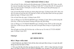 Quyết định 08/2021/QĐ-UBND lựa chọn sách giáo khoa trong cơ sở giáo dục phổ thông tỉnh Cà Mau