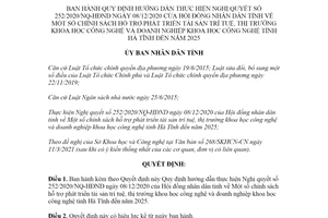 Quyết định 1721/QĐ-UBND 2021 hướng dẫn thực hiện Nghị quyết 252/2020/NQ-HĐND tỉnh Hà Tĩnh