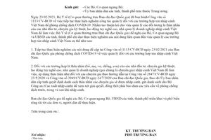 Công văn 2924/CV-BCĐ 2021 quản lý thân nhân chuyên gia xin nhập cảnh phòng chống dịch COVID19