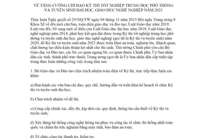 Chỉ thị 11/CT-TTg 2021 tăng cường chỉ đạo Kỳ thi tốt nghiệp trung học phổ thông