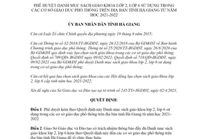 Quyết định 728/QĐ-UBND 2021 sách giáo khoa lớp 2 trong cơ sở giáo dục phổ thông Hà Giang