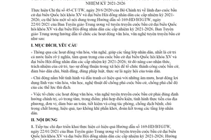 Hướng dẫn 05-HD/BTGTW 2021 hoạt động văn hóa tuyên truyền bầu cử đại biểu Quốc hội khóa XV