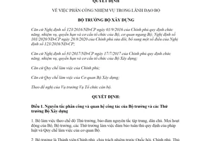 Quyết định 426/QĐ-BXD 2021 phân công nhiệm vụ trong lãnh đạo Bộ