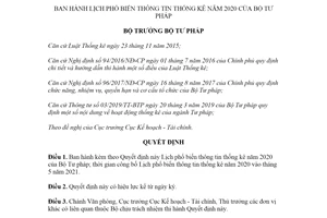 Quyết định 588/QĐ-BTP 2021 Lịch phổ biến thông tin thống kê