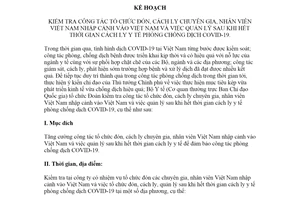 Kế hoạch 494/KH-BCĐ 2021 tổ chức đón cách ly chuyên gia nhân viên Việt Nam nhập cảnh vào Việt Nam