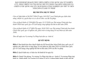 Quyết định 552/QĐ-BTP 2021 nghiên cứu phát triển và ứng dụng Trí tuệ nhân tạo đến 2030