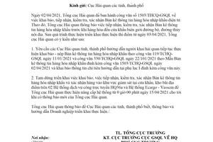 Công văn 1784/TCHQ-GSQL 2021 tạm dừng tiếp nhận Bản kê thông tin hàng hóa nhập khẩu điện tử