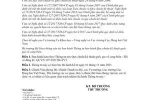 Thông tư 08/2021/TT-BGTVT Quy chuẩn kỹ thuật quốc gia về cảng biển