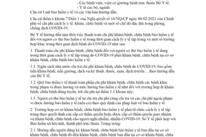 Công văn 3100/BYT-BH 2021 thanh toán chi phí khám chữa bệnh liên quan đến dịch COVID19
