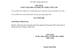 Lệnh 01/2021/L-CTN công bố Luật Phòng chống ma túy