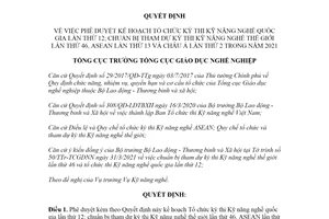 Quyết định 186/QĐ-TCGDNN 2021 phê duyệt kế hoạch Tổ chức kỳ thi Kỹ năng nghề quốc gia lần thứ 12