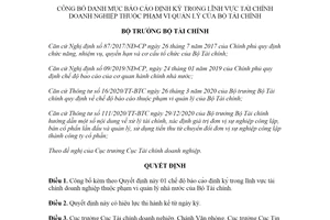 Quyết định 830/QĐ-BTC 2021 công bố danh mục báo cáo định kỳ lĩnh vực tài chính doanh nghiệp