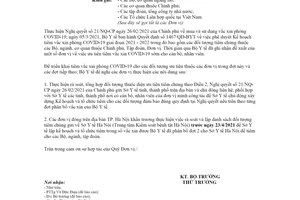 Công văn 3142/BYT-DP 2021 lập danh sách đối tượng tiêm vắc xin phòng COVID19