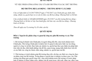 Quyết định 476/QĐ-LĐTBXH 2021 phân công công tác của Bộ trưởng Bộ Lao động