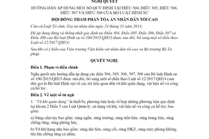 Nghị quyết 03/2022/NQ-HĐTP hướng dẫn áp dụng Điều 304 305 306 307 308 Bộ luật Hình sự