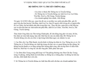 Công điện 01/CĐ-BTTTT 2021 Triển khai khắc phục hậu quả và ứng phó với mưa lũ