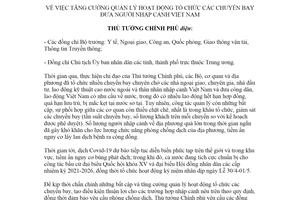 Công điện 540/CĐ-TTg 2021 tăng cường quản lý hoạt động tổ chức các chuyến bay đưa người nhập cảnh Việt Nam
