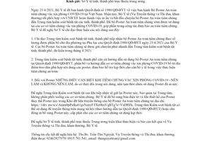 Công văn 3409/BYT-TT-KT 2021 tiếp nhận Bộ Poster An toàn tiêm chủng vắc xin phòng COVID19