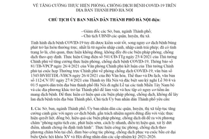 Công điện 03/CĐ-CT 2021 tăng cường thực hiện phòng chống dịch COVID19 thành phố Hà Nội