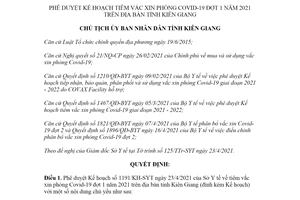 Quyết định 1066/QĐ-UBND 2021 Kế hoạch tiêm vắc xin phòng Covid 19 đợt 1 tỉnh Kiên Giang