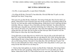 Công điện 570/CĐ-TTg 2021 chấn chỉnh nâng cao hiệu quả công tác phòng chống dịch Covid19