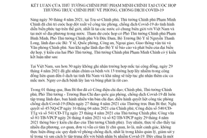 Thông báo 89/TB-VPCP 2021 kết luận của Thủ tướng tại cuộc họp về phòng chống dịch Covid19