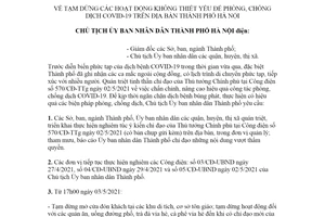 Công điện 06/CĐ-UBND 2021 tạm dừng hoạt động không thiết yếu để chống COVID19 Hà Nội