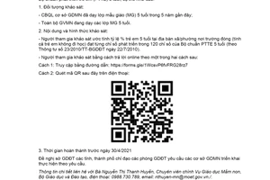 Công văn 1614/BGDĐT-GDMN 2021 khảo sát lấy ý kiến về Bộ chuẩn phát triển trẻ em 5 tuổi